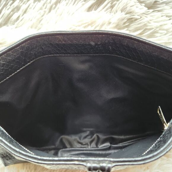 Mary Ann Rosenfeld Clutch Handbag Black Faux Leather 12"Wx8"H Vintage - Picture 9 of 10